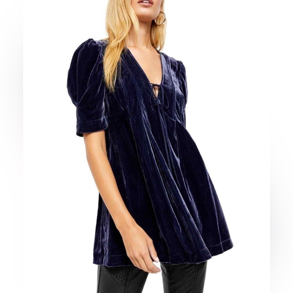 Free People Adele Velvet Tunic Top Size S/P